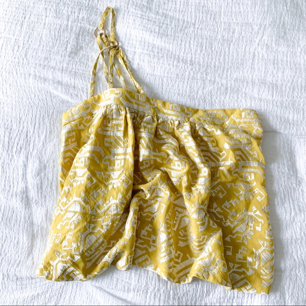Anthropologie Yellow One Shoulder Tank